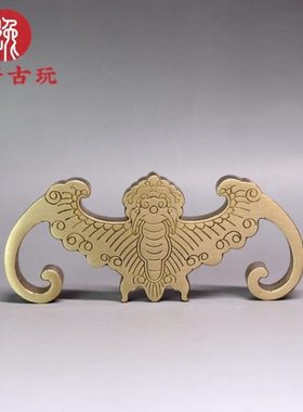 纯铜蝙蝠实心铜镇尺创意书房用品压纸笔搁毛笔架家居复古工艺摆件