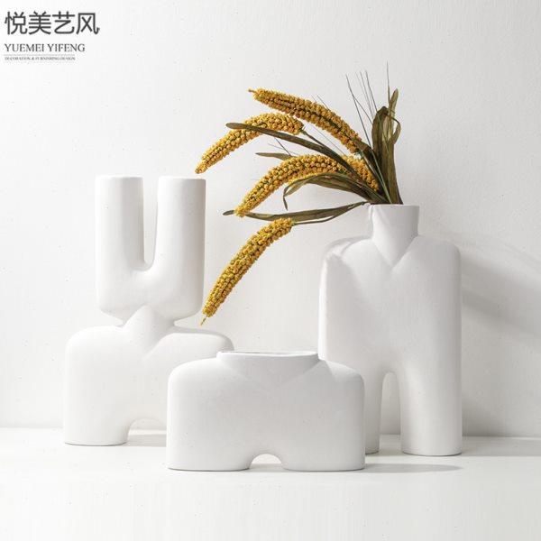 现代极简创意几何陶瓷花瓶花器摆件北欧样板间酒店客厅茶几装饰品,家居饰品,花瓶,淘宝优惠券,粉丝福利购,淘宝优惠卷