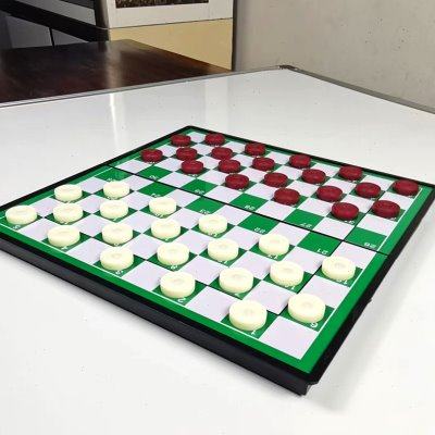 儿童训练折叠100格跳棋磁性国际跳棋小学生益智罗纹棋子送收纳袋