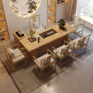 新中式实木茶桌椅组合禅意茶台民宿会所功夫茶几桌现代茶馆茶桌