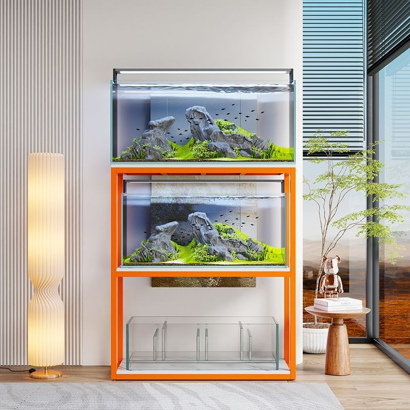 工业风鱼缸架双层加厚鱼缸底架铁艺双层桌底简易工U业风定制置物