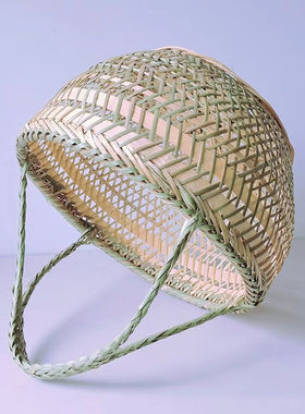 圆篮手工竹挂篮竹编织手提菜篮竹篮子鸡蛋篮水果收纳竹筐竹编竹器