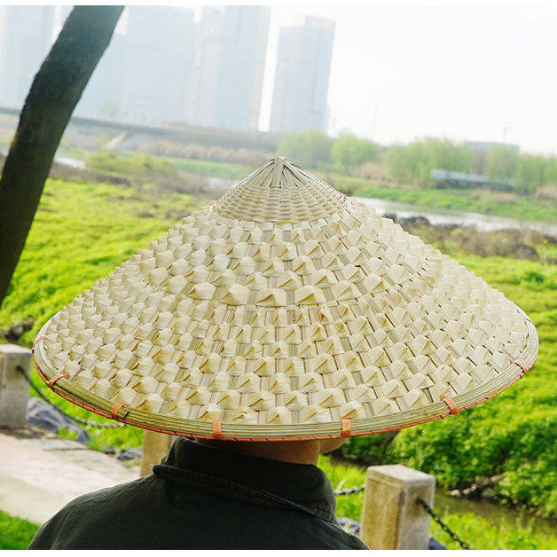 手工遮阳帽子竹编菠萝斗笠