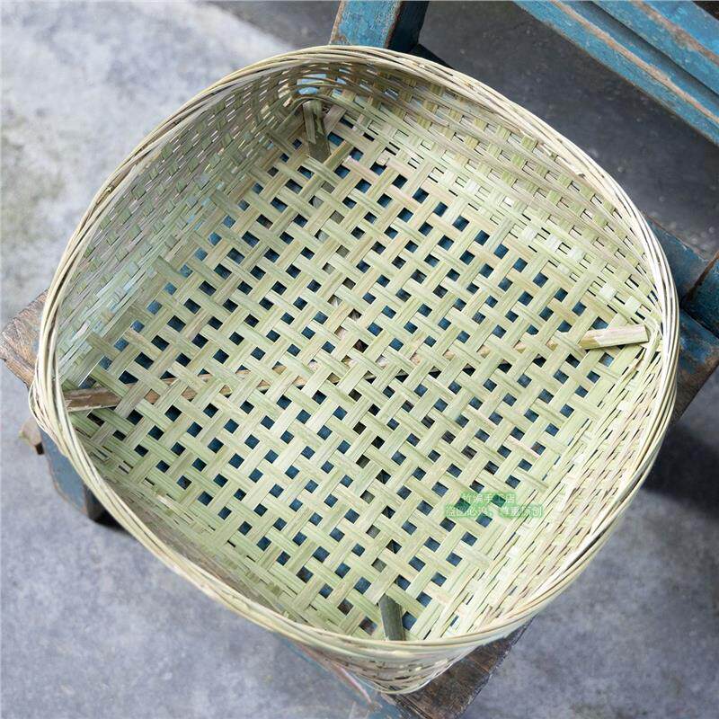 竹编有孔鸡蛋筐方形摆设手工编织竹制品点心盘厨房水果零食蔬菜蓝