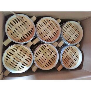 竹柄把手小蒸笼竹蒸笼铝合金包边蒸笼小笼家用小笼包笼屉加厚蒸笼