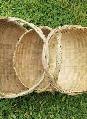 农家纯手工大号水果洗菜竹编篮手提家用编织篮编织麦子箩筐鸡蛋筐