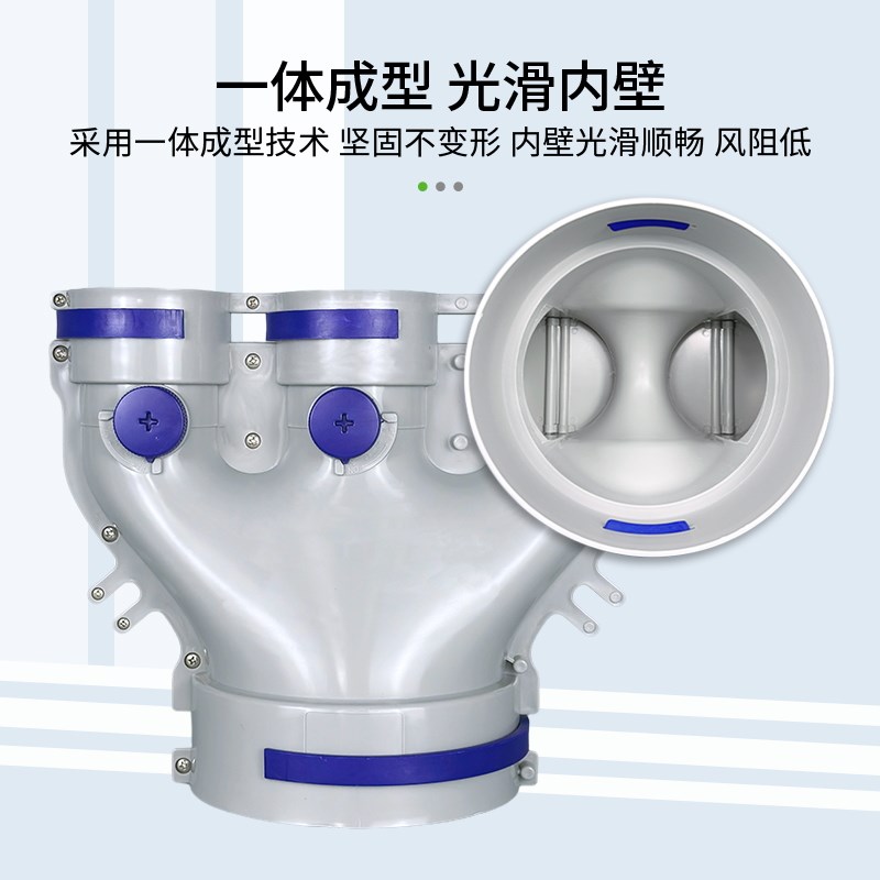 新风正斜三通U型Y型四通PE通风管道大口径分支器一分三配件分风箱
