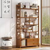 博古架实木中式 茶叶架展示柜小型多宝阁置物小型摆件书架茶室隔断