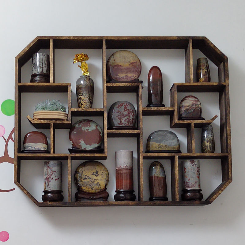 实木博古架墙上置物架多宝阁新中式书架办公室隔断茶柜摆件陈列柜