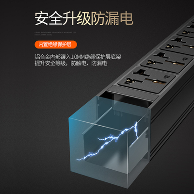 皓麟PDU机柜大功率插座32A8000W 12000W空调工业排插拖接线板无线