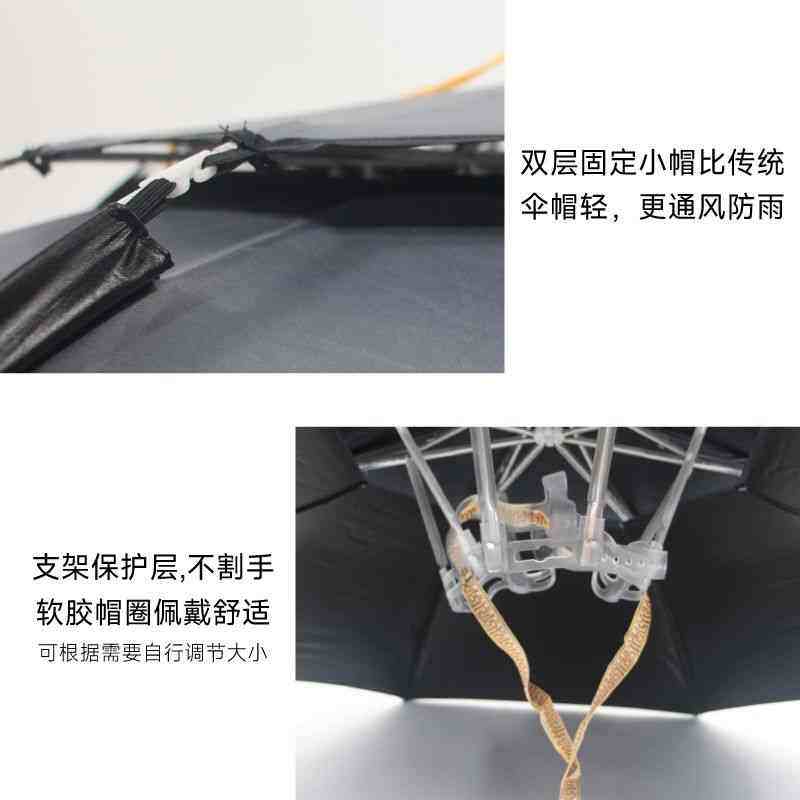 头戴式钓鱼伞户外防晒遮阳伞新款黑胶折叠雨伞帽采茶渔具斗笠帽伞