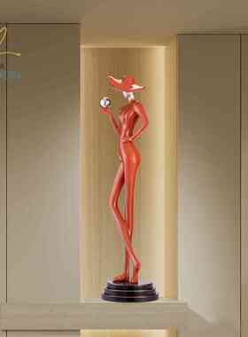 玄关人物造型竖摆件细长轻小奢客厅艺术简雕塑工艺品饰品众极高档