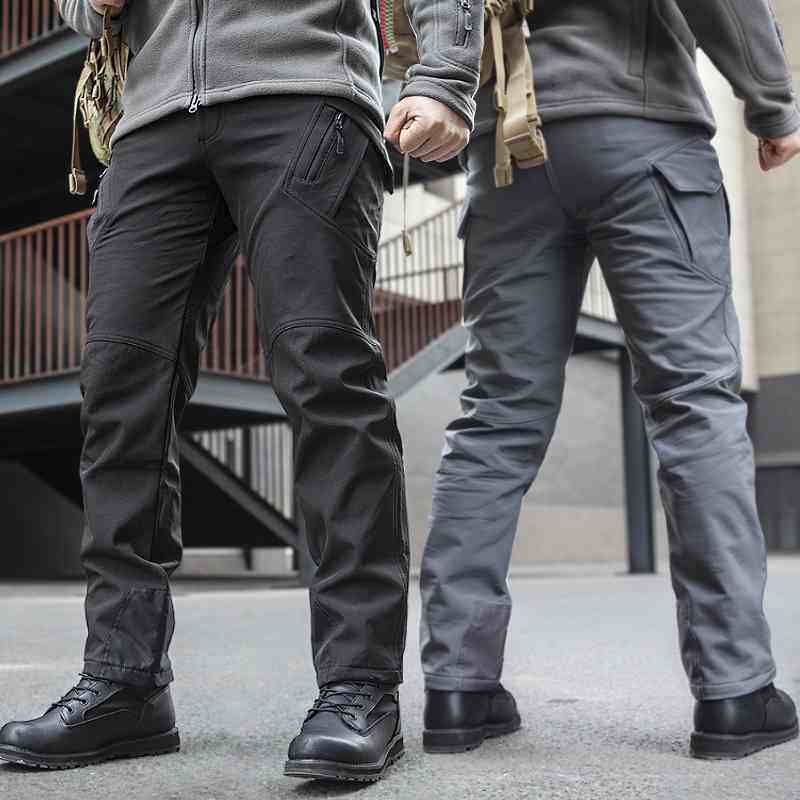 热反射战术裤男多功能软壳加绒加厚防风防水冬季户外登山裤冲锋裤