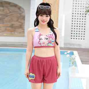 分体式泳衣大码胖MM微胖女孩保守遮肉温泉乐园学生少女可爱三件套