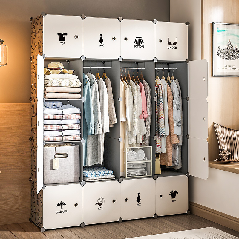 简易衣柜家用卧室出租房用经济型组装宿舍收纳柜子塑料布折叠衣橱