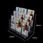 亚克力多功能三层9格资料架附带名片盒桌面宣传资料展示架A6单页