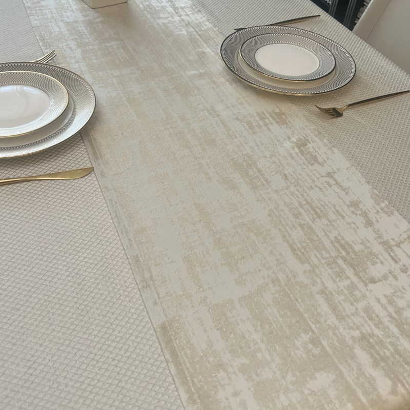 桌旗轻奢高端餐桌2024新款现代简约高级纹理电视柜茶几台布桌旗布