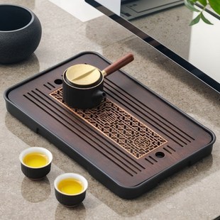 茶盘家用轻奢小型沥储水式 2023新款 茶台功夫茶具竹茶海干泡台托盘