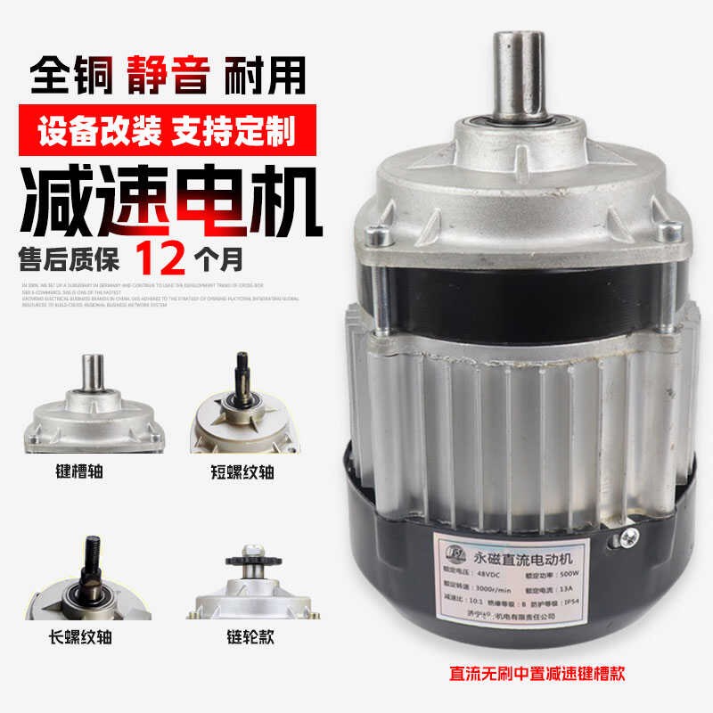 电动三轮车电机48v60v72v直流无刷中置电机电动车链条改装1500W