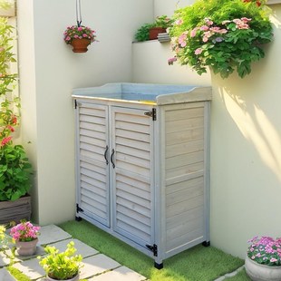 户外储物柜防水防晒庭院鞋柜家用门口收纳靠墙工具柜花园家用小型