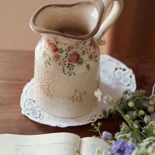花瓶复古陶瓷田园创意花壶做旧冰裂冬青花器家居中古客厅插花摆件