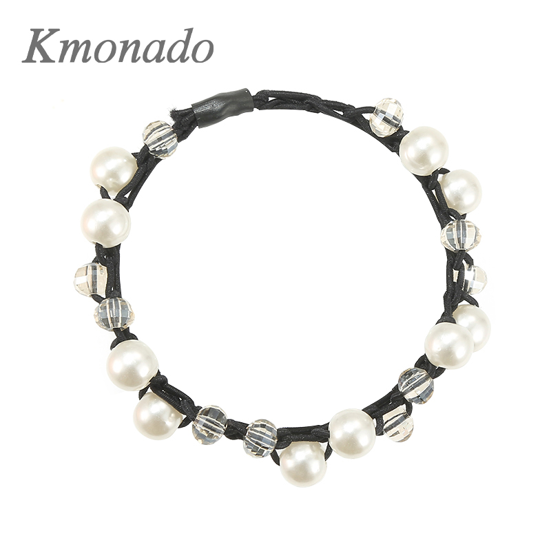 Kmonado新款气质珍珠手链发绳女高级感扎头发马尾橡皮筋发圈发饰