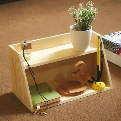 木制桌面办公收纳盒多层置物架化妆品收纳层架实木展示架收纳柜杂