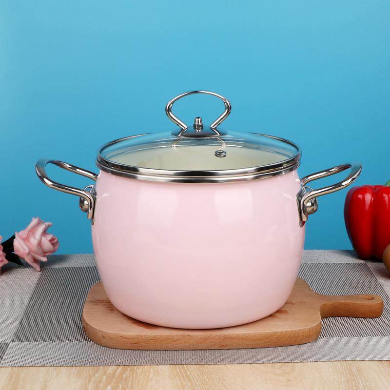 搪瓷深汤锅加厚搪瓷锅珐琅韩式双耳锅家用炖锅不粘锅煮面锅熬粥锅