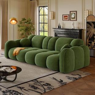 小巷旅作｜法式覆古饼干 干沙发客厅小户型灯芯绒覆古绿泡芙沙发