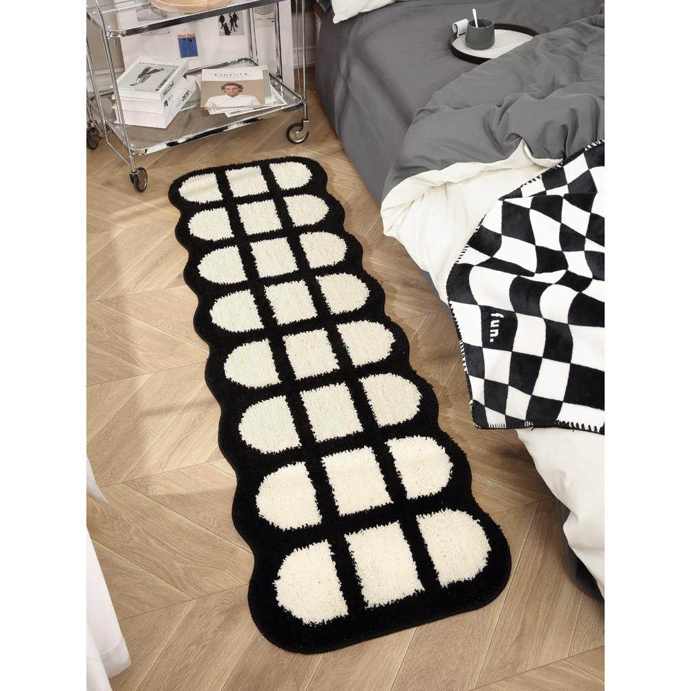 ins风卧室地毯床边毯长条床前地垫毛绒主卧飘窗垫沙发茶几吸水垫