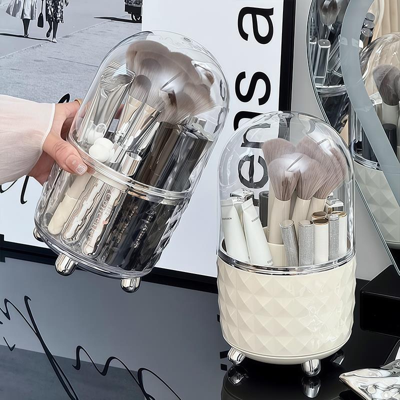 可旋转化妆刷收纳筒梳妆台桌面化妆笔眉笔防尘置物架化妆品收纳盒