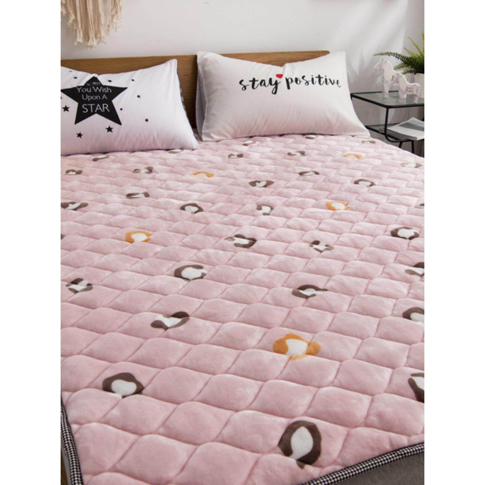 冬天床垫床褥加绒牛奶绒可水洗防滑珊瑚绒榻榻米软垫毛绒保暖垫子