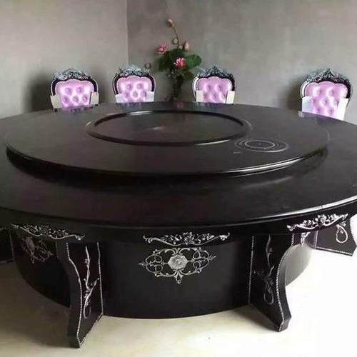 豪华酒店电动圆桌餐桌椅饭店包厢15人20人新中式旋转火锅桌椅组合