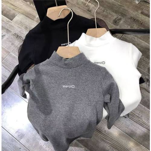 儿童长袖打底衫加绒运动半高领