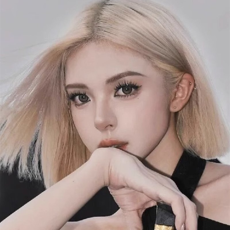 假发女短直发网红酷帅中分亚麻金时尚一刀切波波头短发全头