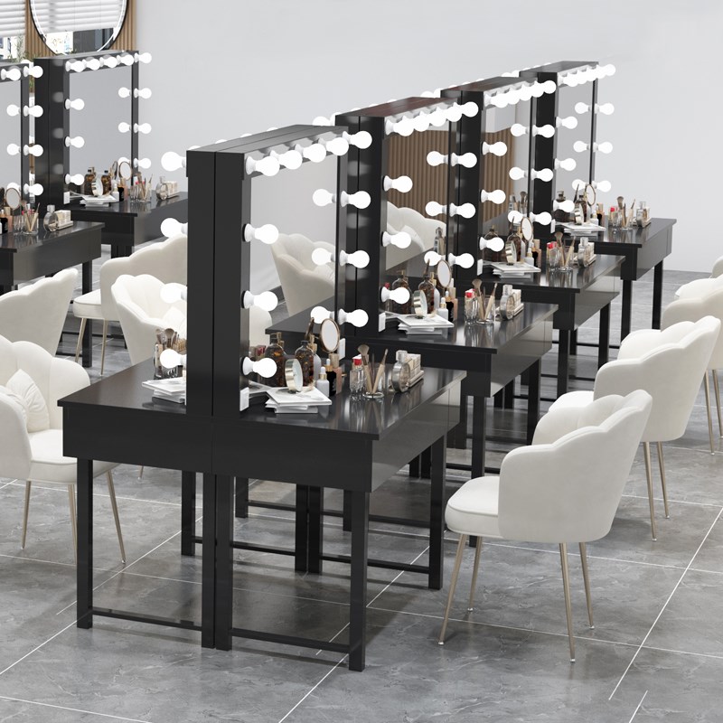 带灯抽屉化妆桌子工作室影楼化妆镜长化妆台剧院学校梳妆台