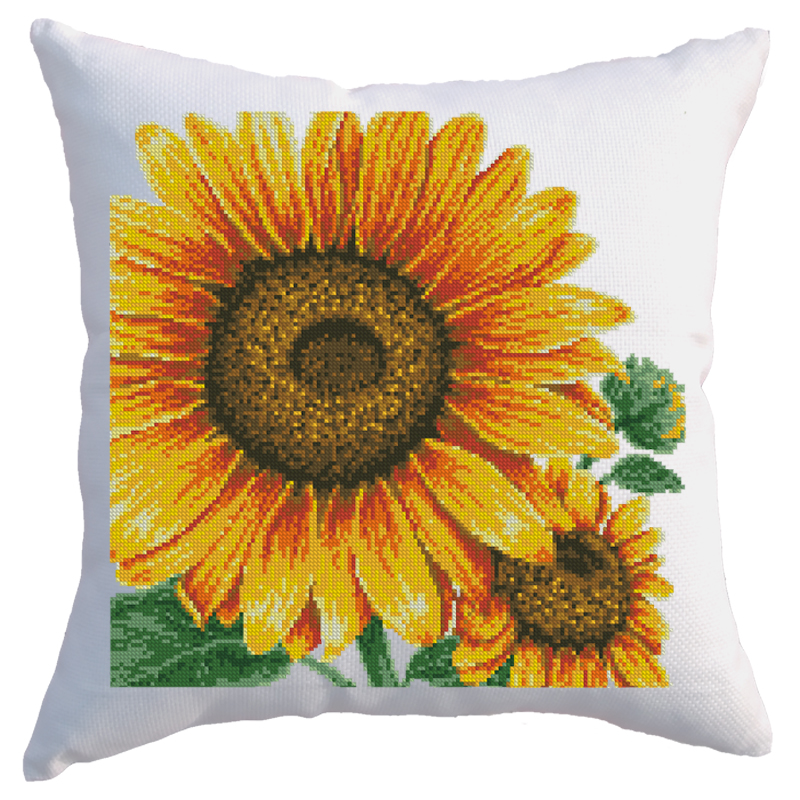 艺站精准印花十字绣套件新款抱枕花卉向日葵客厅沙发汽车靠垫