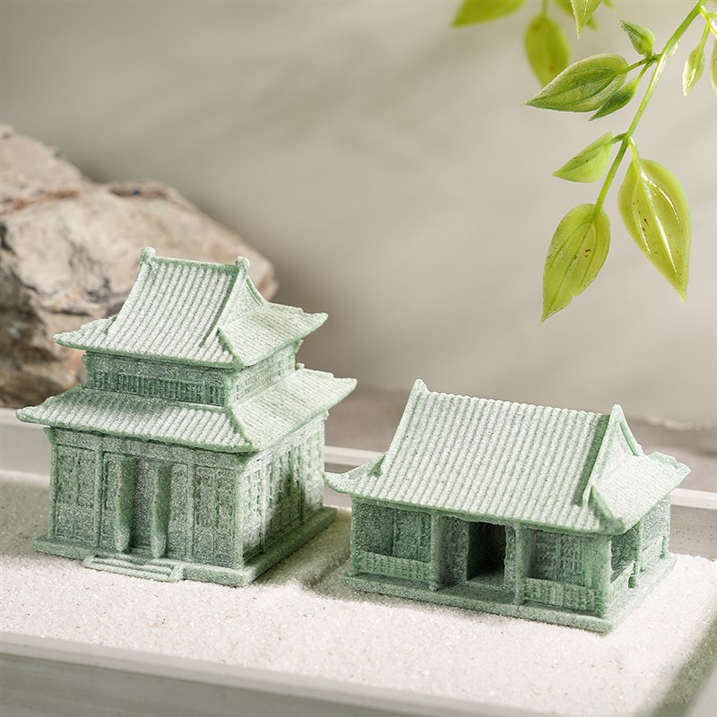 新中式青砂石古风建筑摆件家居客厅鱼缸造景微景观盆景流水装饰品