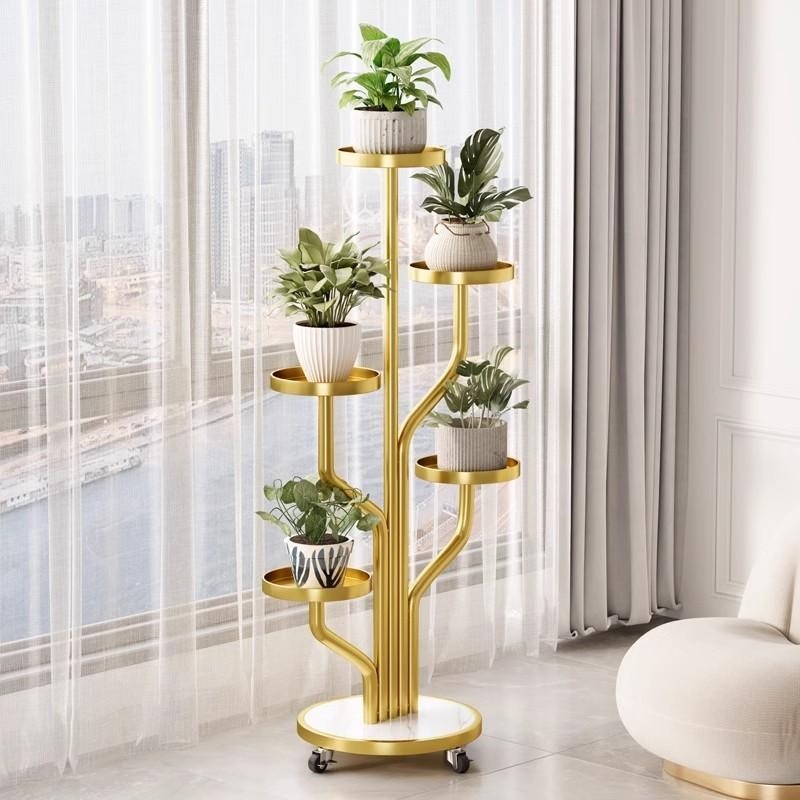 轻奢富贵树铁艺花架阳台客厅绿萝绿植花盆架艺术高级感摆件置物架