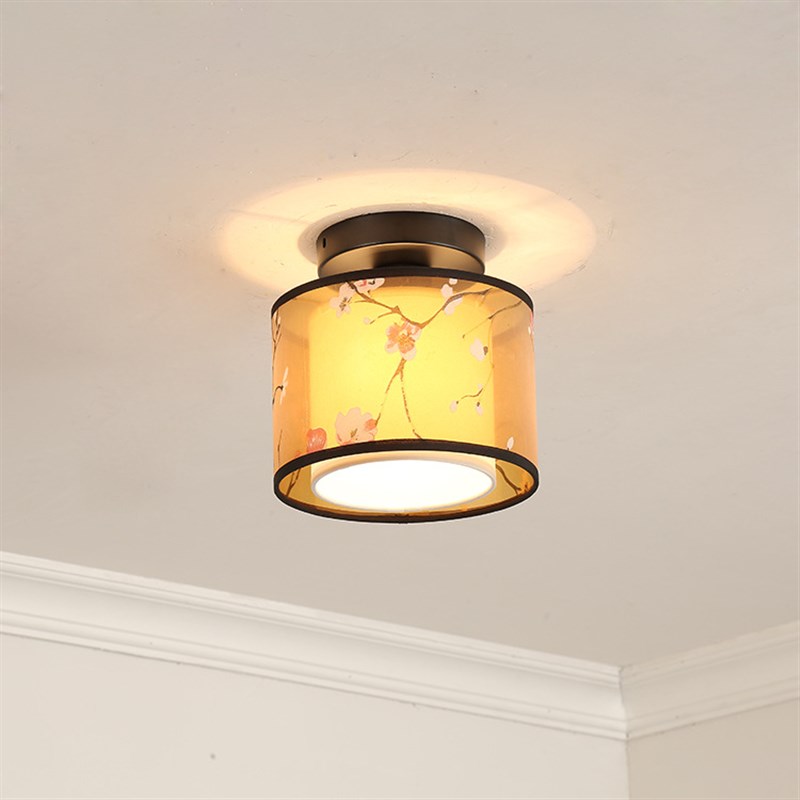 新中式LED节能灯2年新款布艺异型小阳台灯吧台过道玄关客风灯具