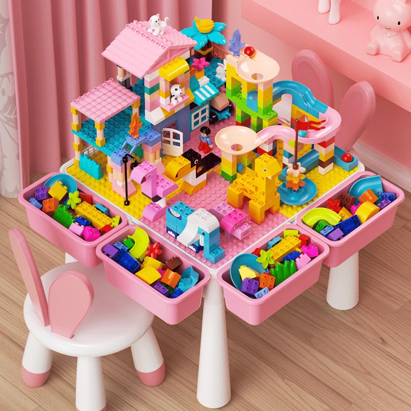 儿童积木桌子多功能玩具3宝宝益智大颗粒拼装6男女孩智力动脑礼物