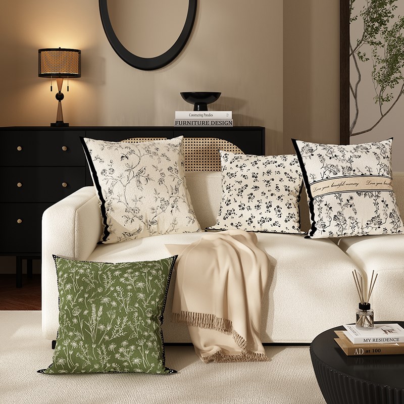 法式轻奢沙发靠垫抱枕奶油风床头卧室含枕芯套客厅飘窗靠垫可拆卸