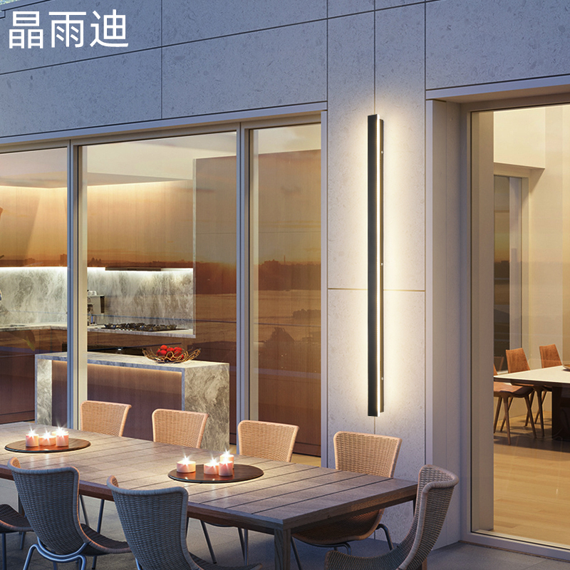 户外壁灯防水庭院灯LED现代别墅花园条形洗墙灯北欧极简长条壁灯