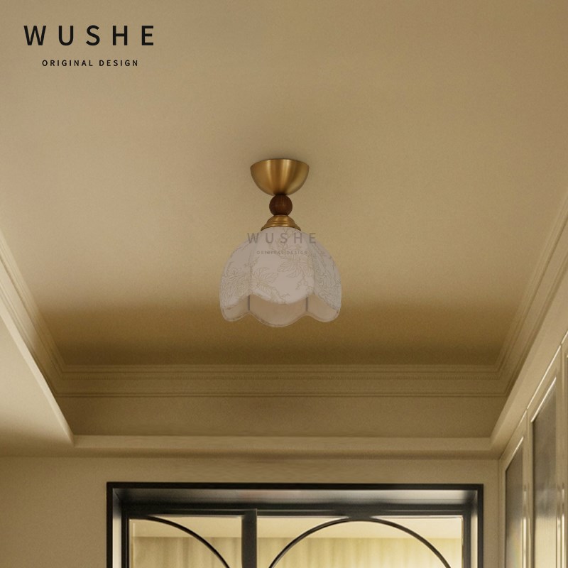 菲罗拉法式中古布艺走廊过道灯复古美式南洋风入户玄关吸顶灯2024