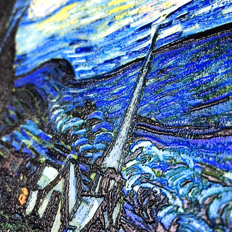 3D浮雕肌理画打印喷绘来图定制立体防油画UV笔触装饰画亚麻画芯