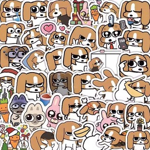 320张比格多栋贴纸暹罗厘普粉兔秀珍鹈鹕小河胡萝卜卡通图案贴画