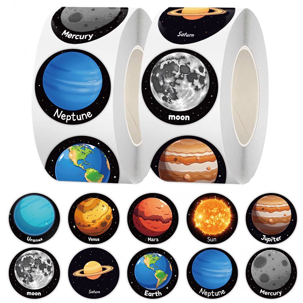 宇宙星球卷卷贴地球月球金星水星儿童奖励卡通可爱装饰手机壳电脑