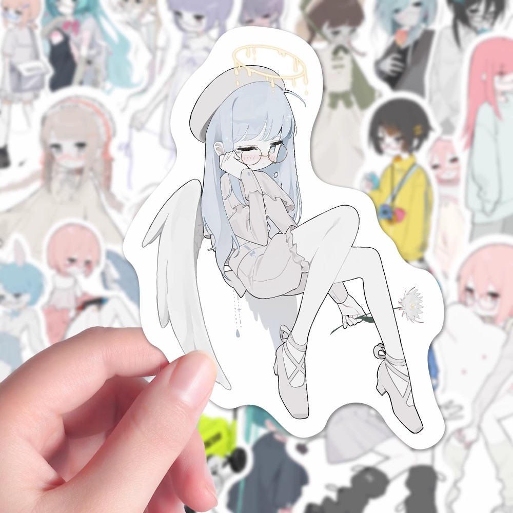 空想少女贴纸二次元卡通日系女孩漫画头像手账素材diy手机壳贴画