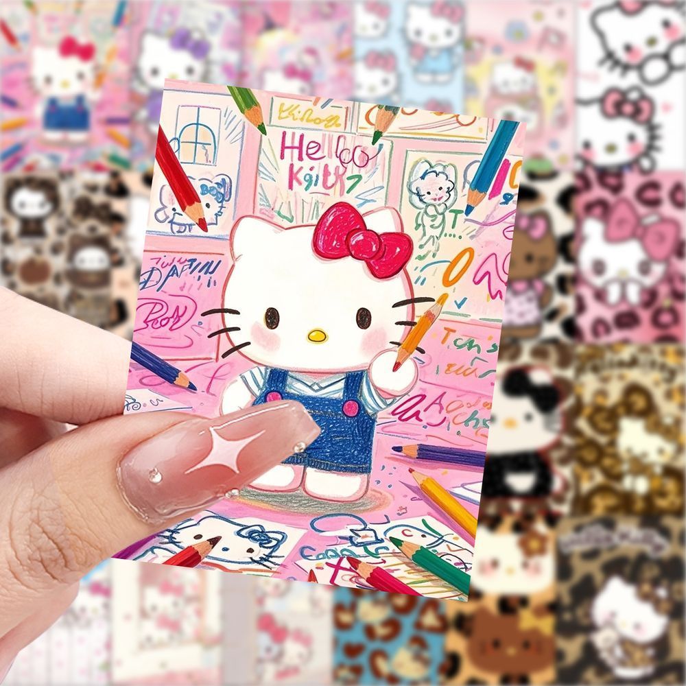 爆款hello kitty壁纸贴纸卡通可爱装饰手机水杯行李箱diy防水贴画