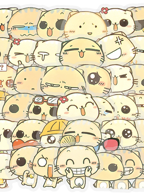 206张搞怪cc猫贴纸Q版碎碎猫卡通趣味表情包装饰水杯手账防水贴画